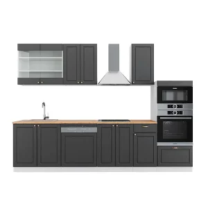 Complete keukeneenheid antraciet-goud/wit 300x60x81.6 fame-line Complete keukeneenheid antraciet-goud/wit 300x60x81.6 fame-line