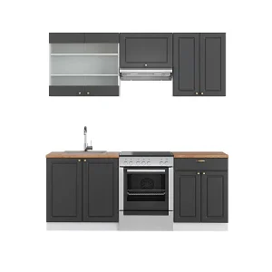 Complete keukeneenheid antraciet-goud/wit 200x60x81.6 fame-line Complete keukeneenheid antraciet-goud/wit 200x60x81.6 fame-line