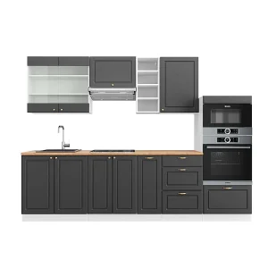 Complete keukeneenheid antraciet-goud/wit 280x60x81.6 fame-line Complete keukeneenheid antraciet-goud/wit 280x60x81.6 fame-line
