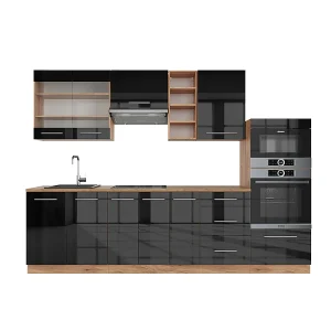 Complete keukeneenheid antraciet hoogglans/goud eiken 280x60x81.6 fame-line