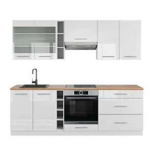 Complete keukeneenheid wit hoogglans/wit 235x60x81.6 fame-line Complete keukeneenheid wit hoogglans/wit 235x60x81.6 fame-line