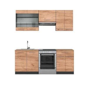 Complete keukeneenheid eik goud/antraciet 200x60x81.6 fame-line