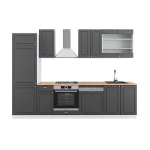 Complete keukeneenheid antraciet-goud/wit 300x60x81.6 fame-line Complete keukeneenheid antraciet-goud/wit 300x60x81.6 fame-line