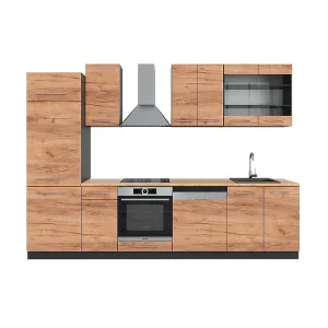 Complete keukeneenheid eik goud/antraciet 300x60x81.6 fame-line Complete keukeneenheid eik goud/antraciet 300x60x81.6 fame-line
