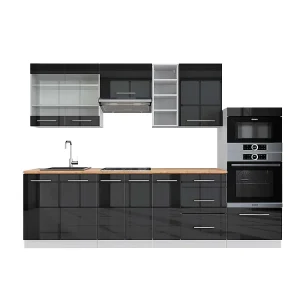 Complete keukeneenheid antraciet hoogglans/wit 280x60x81.6 fame-line