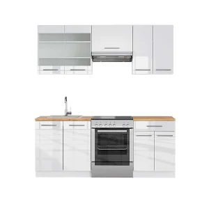 Complete keukeneenheid wit hoogglans/wit 200x60x81.6 fame-line Complete keukeneenheid wit hoogglans/wit 200x60x81.6 fame-line