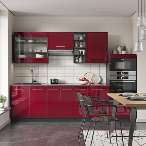 Complete keukeneenheid bordeaux hoogglans/antraciet 280x60x81.6 fame-line
