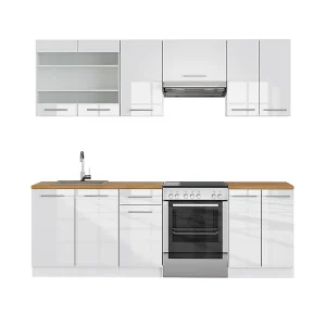 Complete keukeneenheid wit hoogglans/wit 240x60x81.6 fame-line Complete keukeneenheid wit hoogglans/wit 240x60x81.6 fame-line