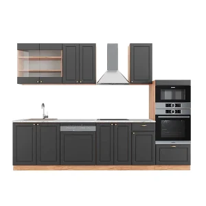 Complete keukeneenheid antraciet landhuis/goud kraft eik 300x60x81.6 fame-line Complete keukeneenheid antraciet landhuis/goud kraft eik 300x60x81.6 fame-line