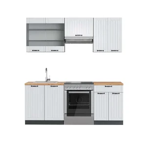Complete keukeneenheid landhuis wit/antraciet 200x60x81.6 fame-line Complete keukeneenheid landhuis wit/antraciet 200x60x81.6 fame-line
