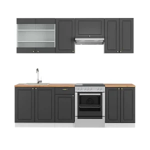 Complete keukeneenheid antraciet-goud/wit 240x60x81.6 fame-line Complete keukeneenheid antraciet-goud/wit 240x60x81.6 fame-line