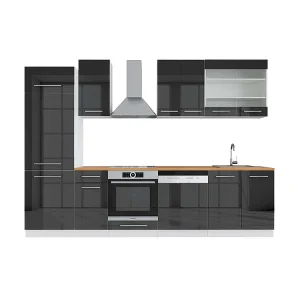Complete keukeneenheid antraciet hoogglans/wit 300x60x81.6 fame-line Complete keukeneenheid antraciet hoogglans/wit 300x60x81.6 fame-line