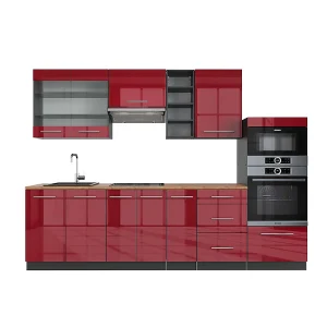 Complete keukeneenheid bordeaux hoogglans/antraciet 280x60x81.6 fame-line