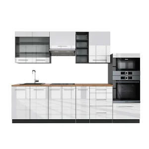 Complete keukeneenheid wit hoogglans/antraciet 280x60x81.6 fame-line Complete keukeneenheid wit hoogglans/antraciet 280x60x81.6 fame-line