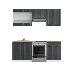 Complete keukeneenheid antraciet landhuis/wit 200x60x81.6 fame-line Complete keukeneenheid antraciet landhuis/wit 200x60x81.6 fame-line
