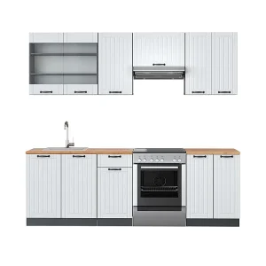 Complete keukeneenheid landhuis wit/antraciet 240x60x81.6 fame-line Complete keukeneenheid landhuis wit/antraciet 240x60x81.6 fame-line