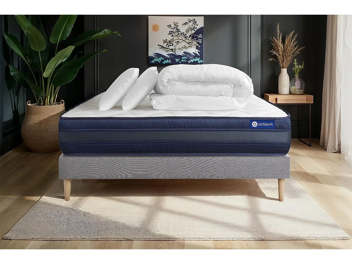 Compleet bedpakket - Matras 180x200 cm + Lattenbodem (kit) + 2 kussens + Dekbed - Actilatex Tech