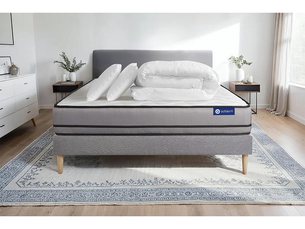 Compleet bedpakket - Matras 160x200 cm + Lattenbodem (kit) + 2 kussens + Dekbed - Actilatex Nacht