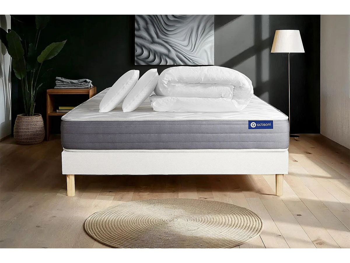 Compleet bedpakket - Matras 200x200 cm + Lattenbodem (kit) + 2 kussens + Dekbed - Actimemo Dream