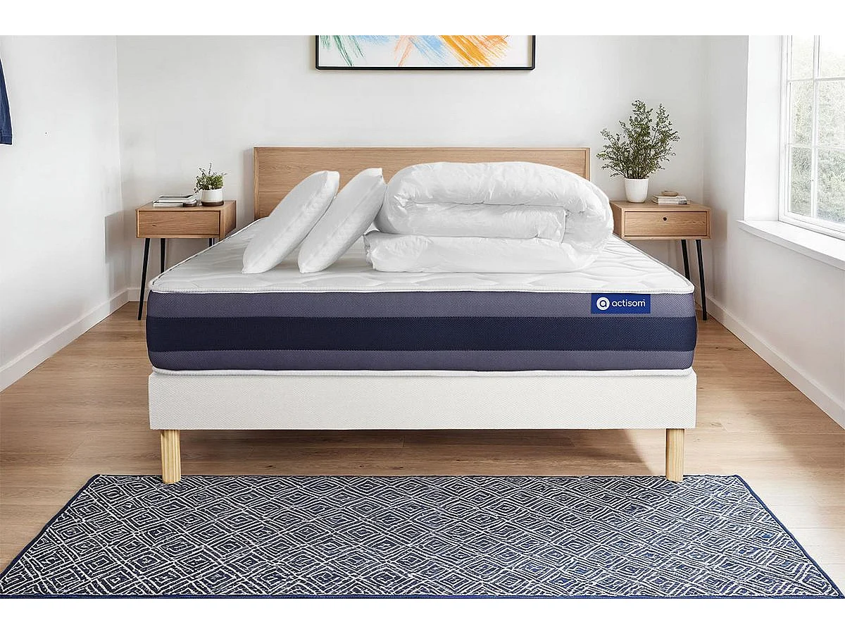 Compleet bedpakket - Matras 200x200 cm + Lattenbodem (kit) + 2 kussens + Dekbed - Actimemo Morpho