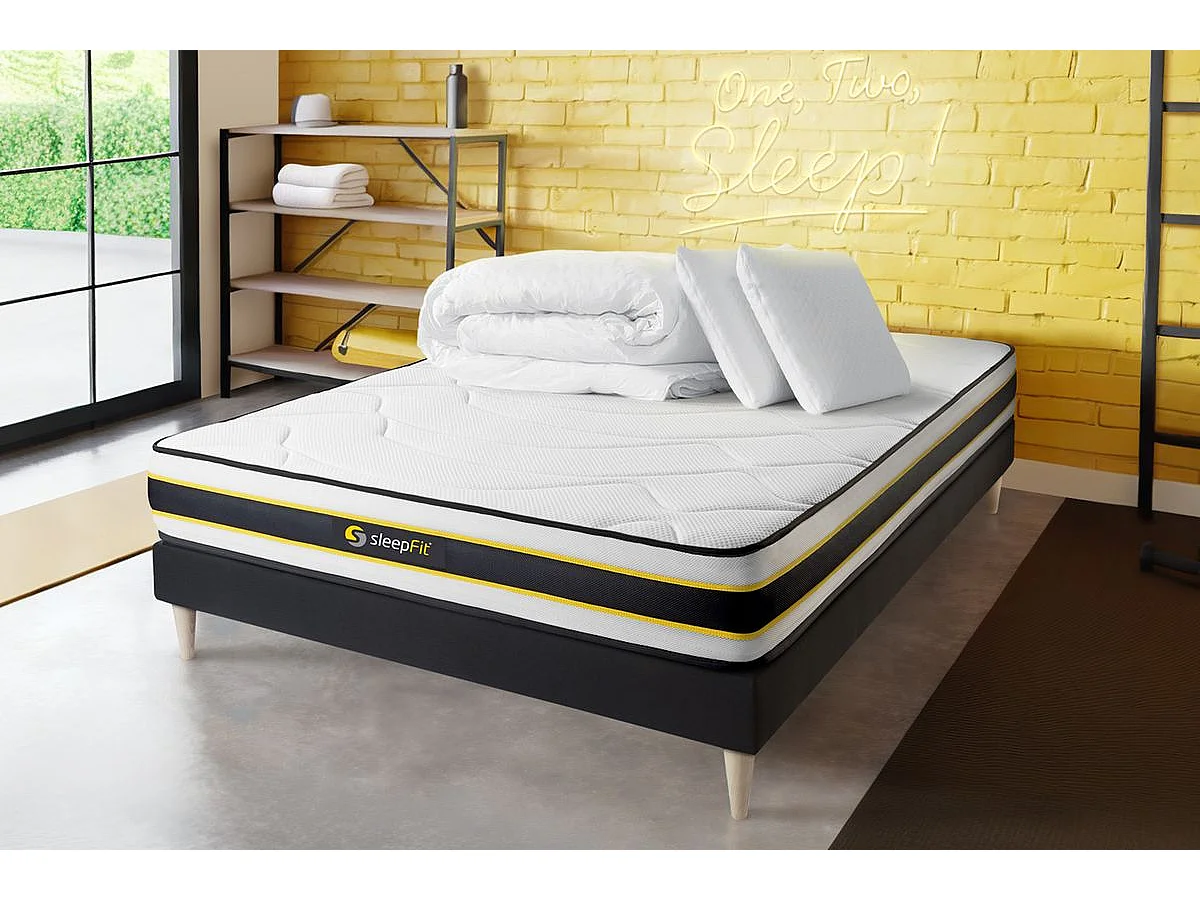 Compleet bedpakket - Matras 140x190 cm + Lattenbodem (kit) + 2 kussens + Dekbed - Flexy