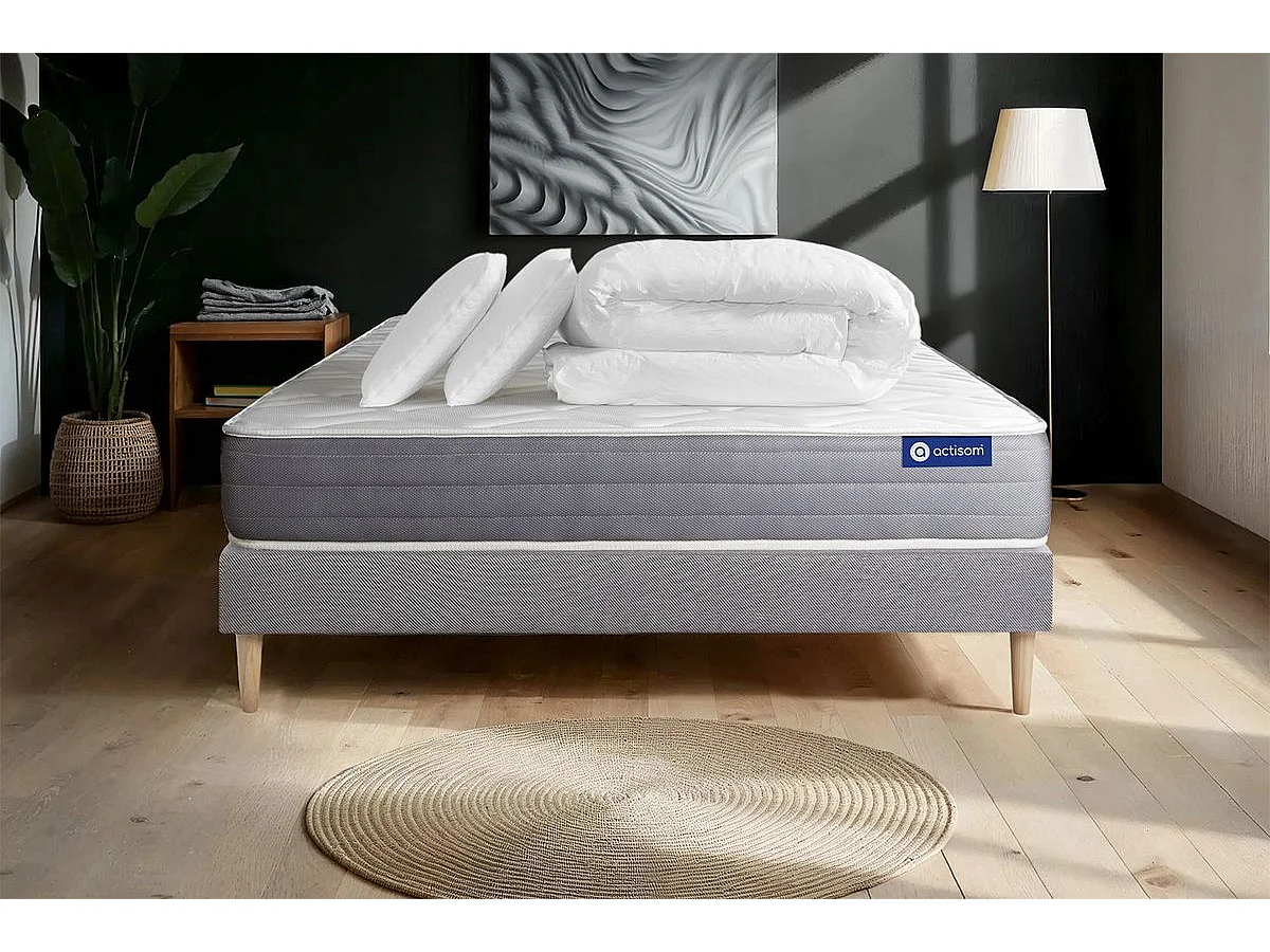 Compleet bedpakket - Matras 200x200 cm + Lattenbodem (kit) + 2 kussens + Dekbed - Actimemo Dream