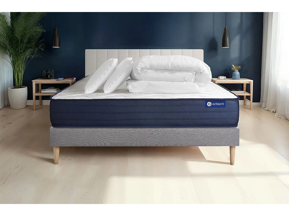 Compleet bedpakket - Matras 160x200 cm + Lattenbodem (kit) + 2 kussens + Dekbed - Actimemo Life