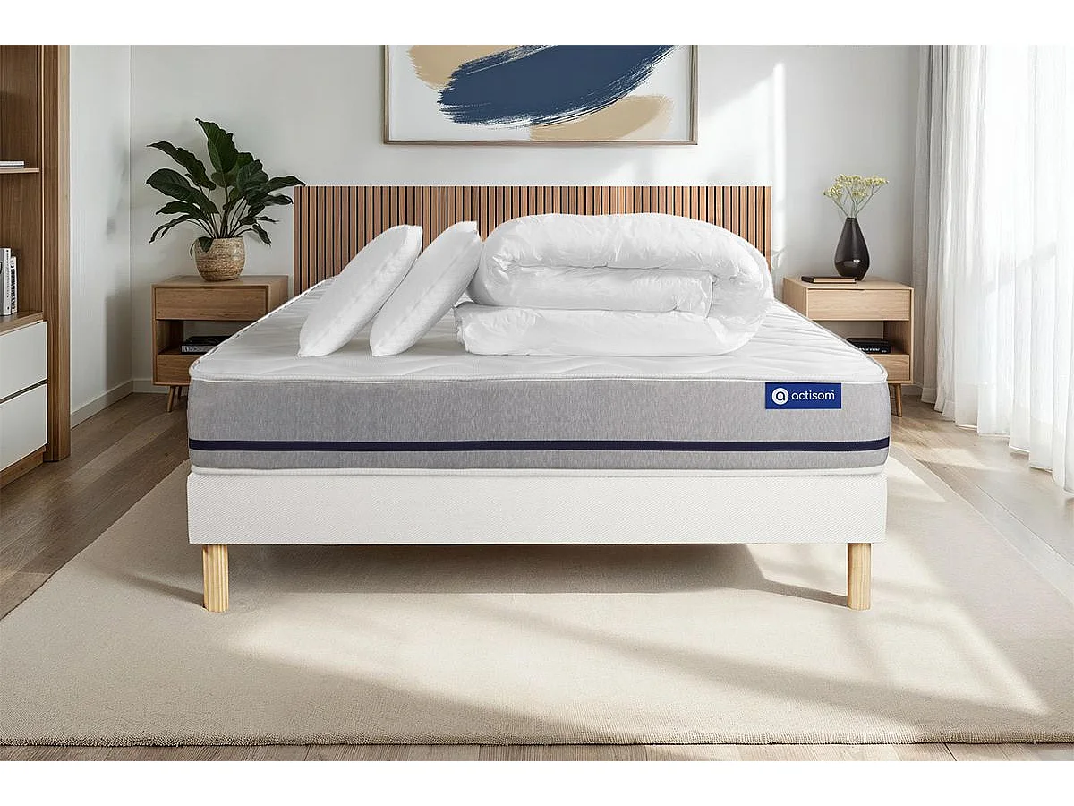 Compleet bedpakket - Matras 140x200 cm + Lattenbodem (set) + 2 kussens + Dekbed - Actiflex Soft
