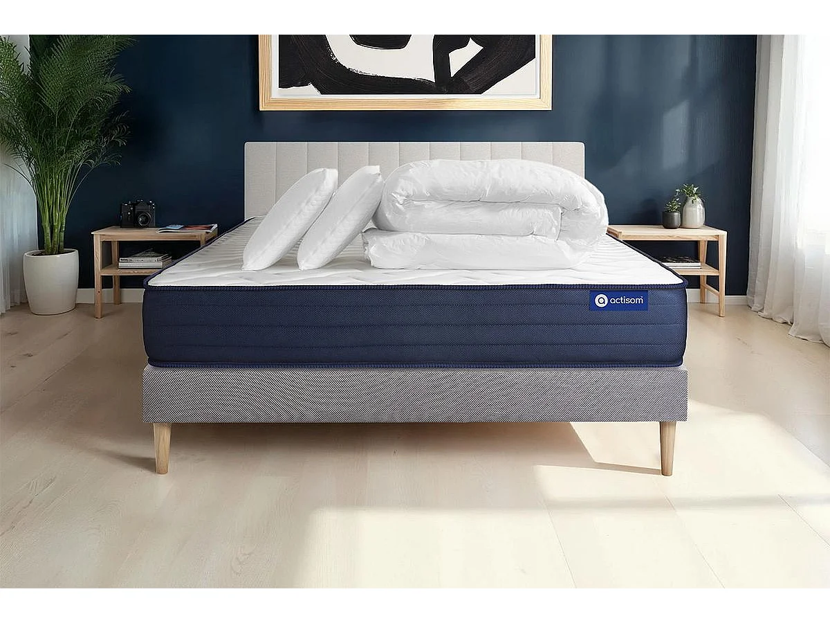 Compleet bedpakket - Matras 140x200 cm + Lattenbodem (kit) + 2 kussens + Dekbed - Actilatex Life