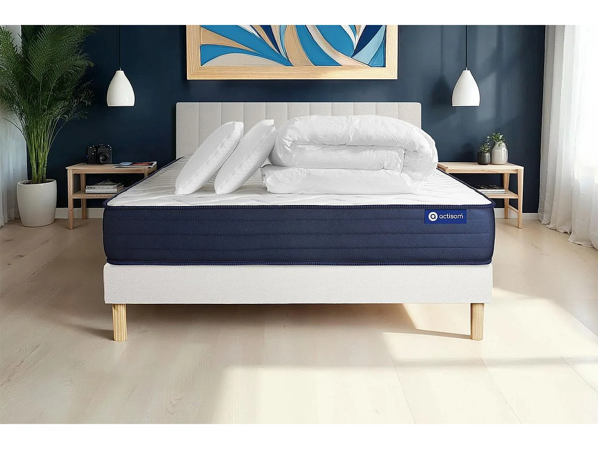 Compleet bedpakket - Matras 140x200 cm + Lattenbodem (kit) + 2 kussens + Dekbed - Actiflex Life