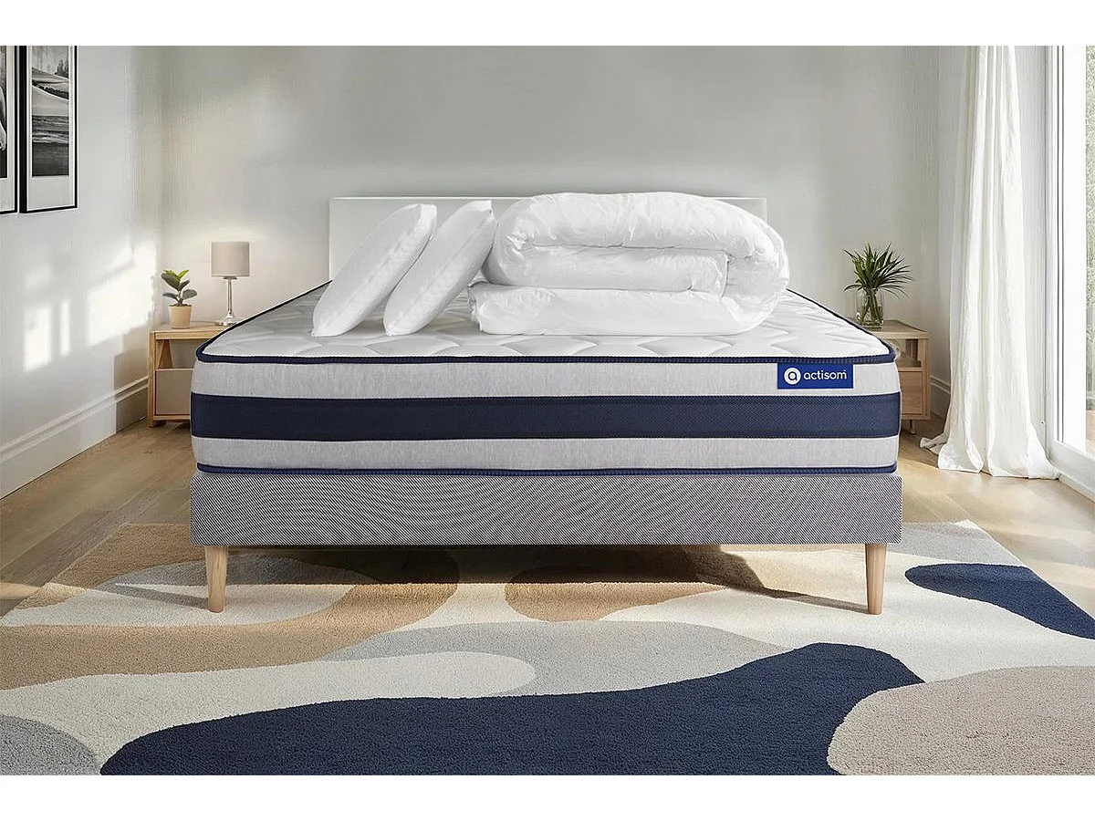 Compleet bedpakket - Matras 180x200 cm + Lattenbodem (kit) + 2 kussens + Dekbed - Actilatex Ergo