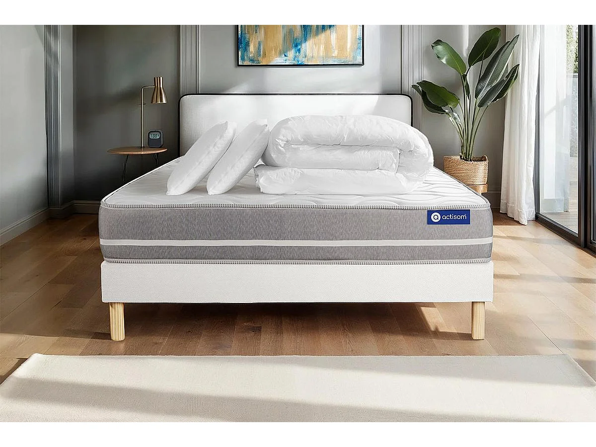 Compleet bedpakket - Matras 200x200 cm + Lattenbodem (kit) + 2 kussens + Dekbed - Actimemo Touch