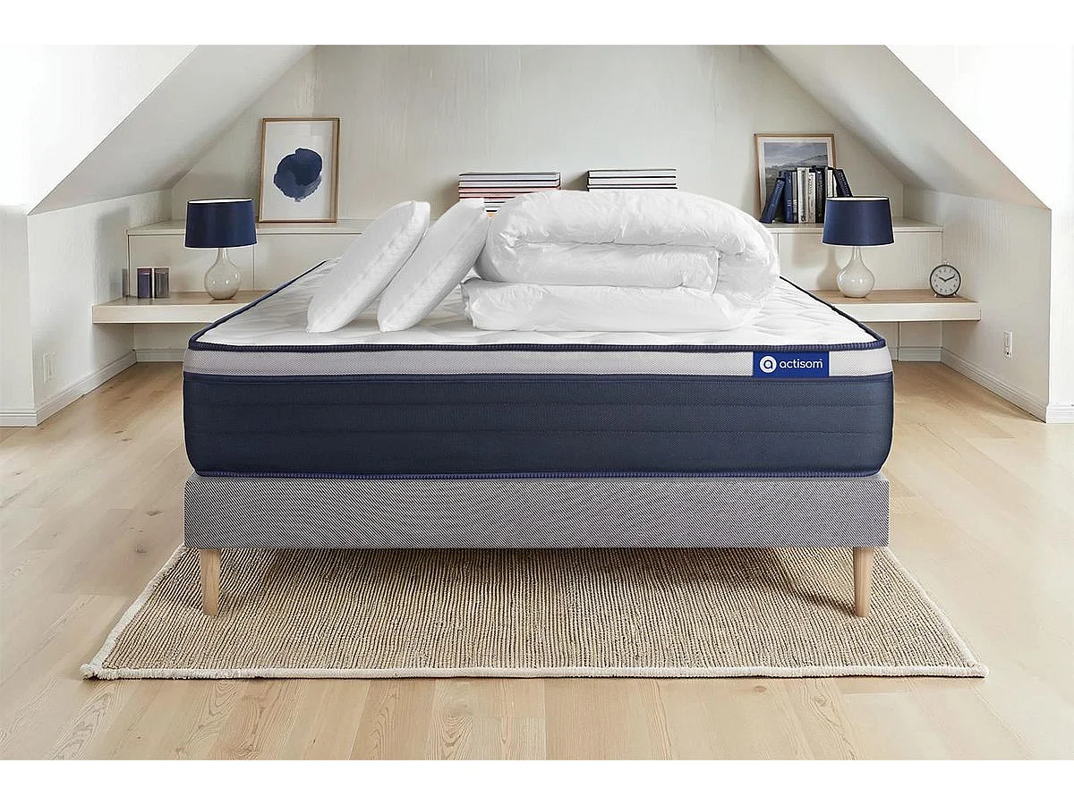 Compleet bedpakket - Matras 180x200 cm + Lattenbodem (kit) + 2 kussens + Dekbed - Actimemo Max