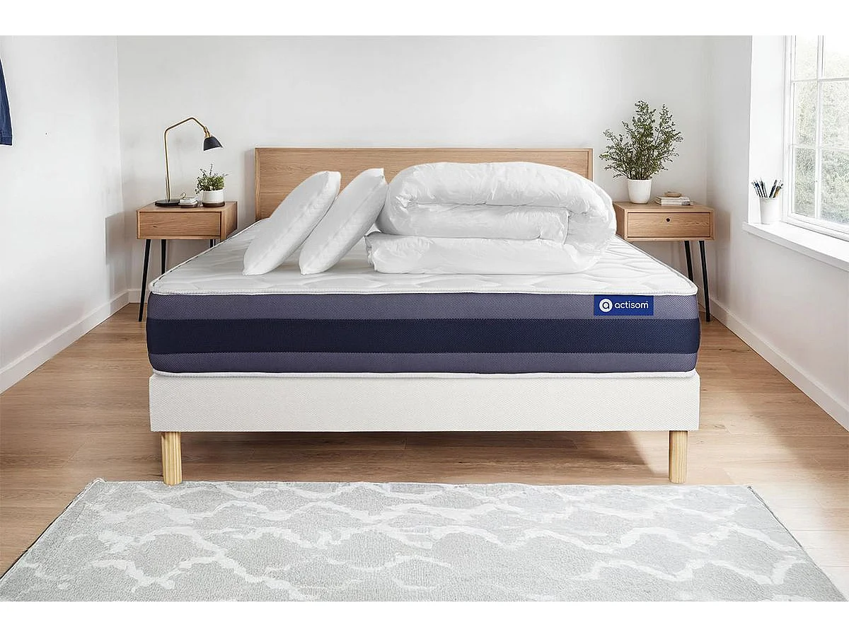 Compleet bedpakket - Matras 140x190 cm + Lattenbodem (kit) + 2 kussens + Dekbed - Actilatex Morpho