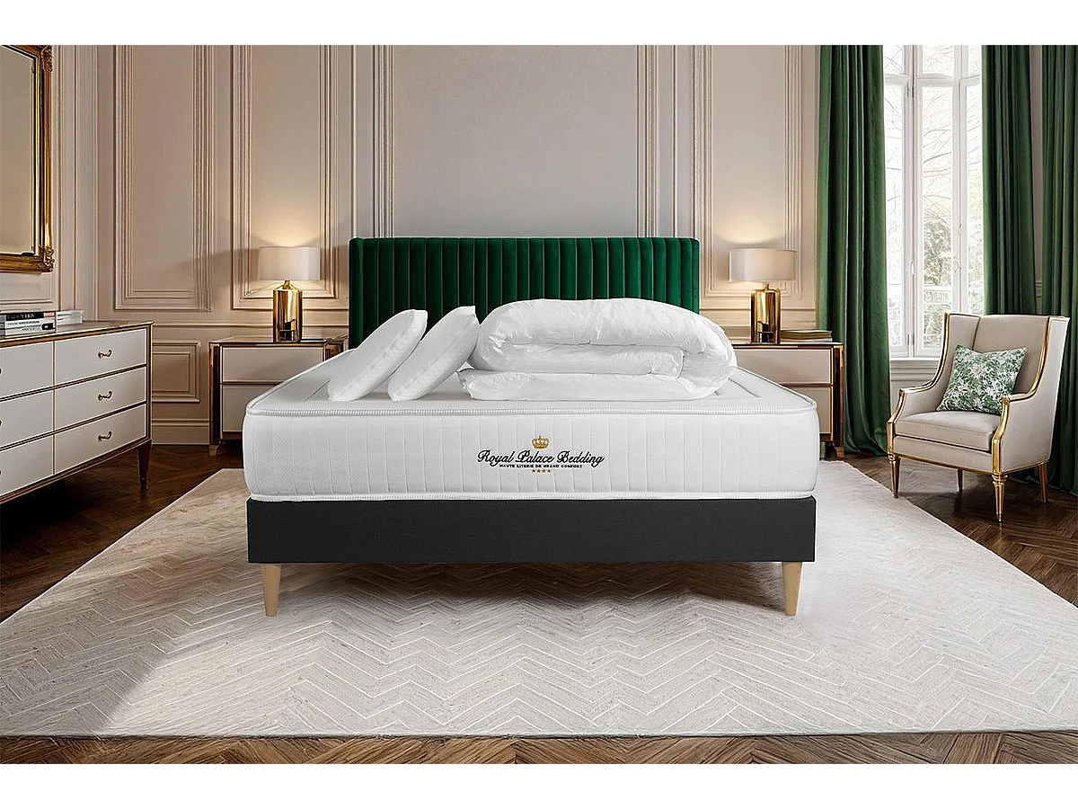 Compleet bedpakket - Matras 180x200 cm + Lattenbodem (in kit) + 2 kussens + Dekbed - Lancaster