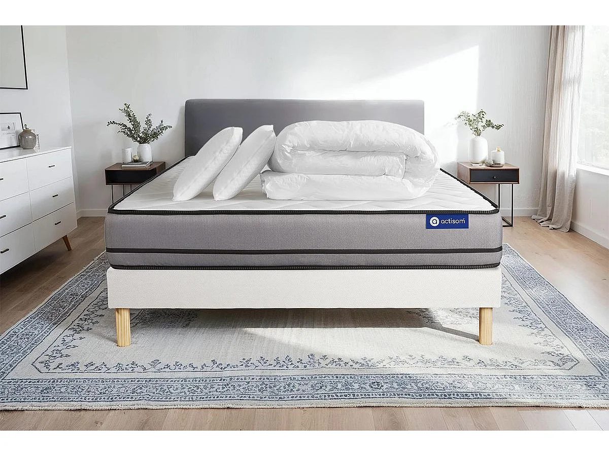 Compleet bedpakket - Matras 160x200 cm + Lattenbodem (kit) + 2 kussens + Dekbed - Actiflex Night