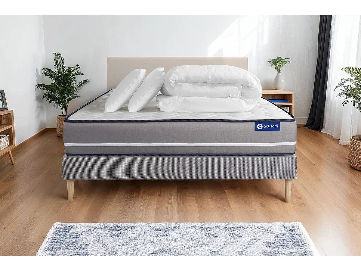 Compleet bedpakket - Matras 200x200 cm + Lattenbodem (kit) + 2 kussens + Dekbed - Actiflex Pur