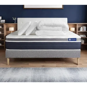Compleet bedpakket – Matras 140×190 cm + Boxspring met lattenbodem (in kit) + 2 kussens + Dekbed – Actiflex Confort Compleet bedpakket – Matras 140×190 cm + Boxspring met lattenbodem (in kit) + 2 kussens + Dekbed – Actiflex Confort