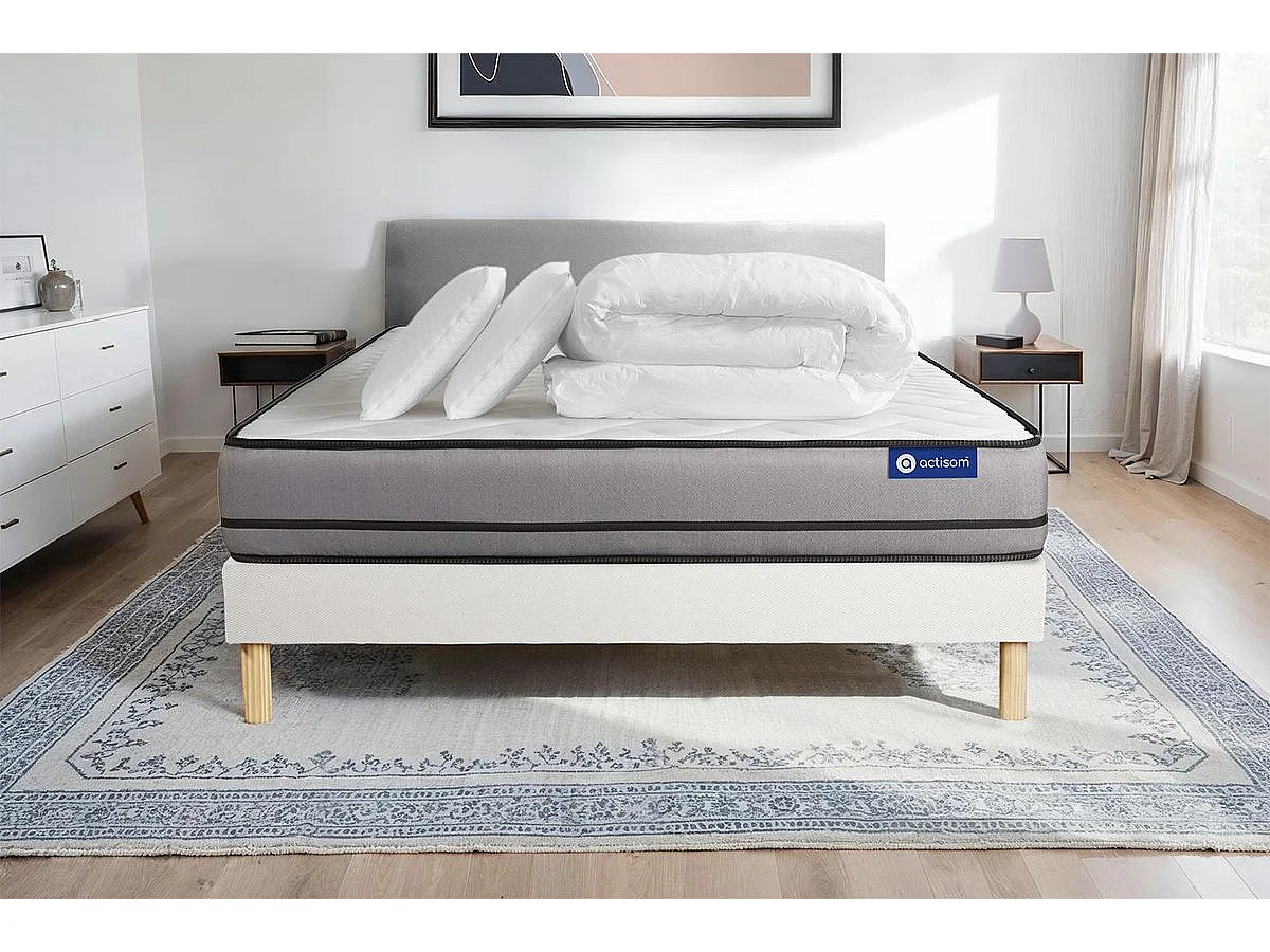 Compleet bedpakket - Matras 200x200 cm + Lattenbodem (kit) + 2 kussens + Dekbed - Actimemo Night