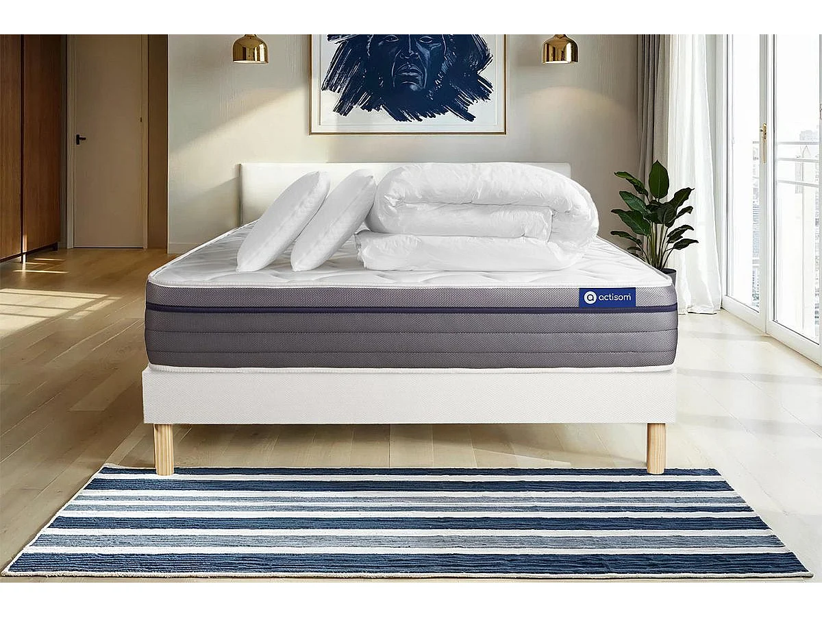 Compleet bedpakket - Matras 140x200 cm + Lattenbodem (kit) + 2 kussens + Dekbed - Actiflex Zen