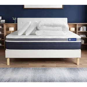 Compleet bedpakket – Matras 140×190 cm + Boxspring met lattenbodem (in kit) + 2 kussens + Dekbed – Actiflex Confort Compleet bedpakket – Matras 140×190 cm + Boxspring met lattenbodem (in kit) + 2 kussens + Dekbed – Actiflex Confort