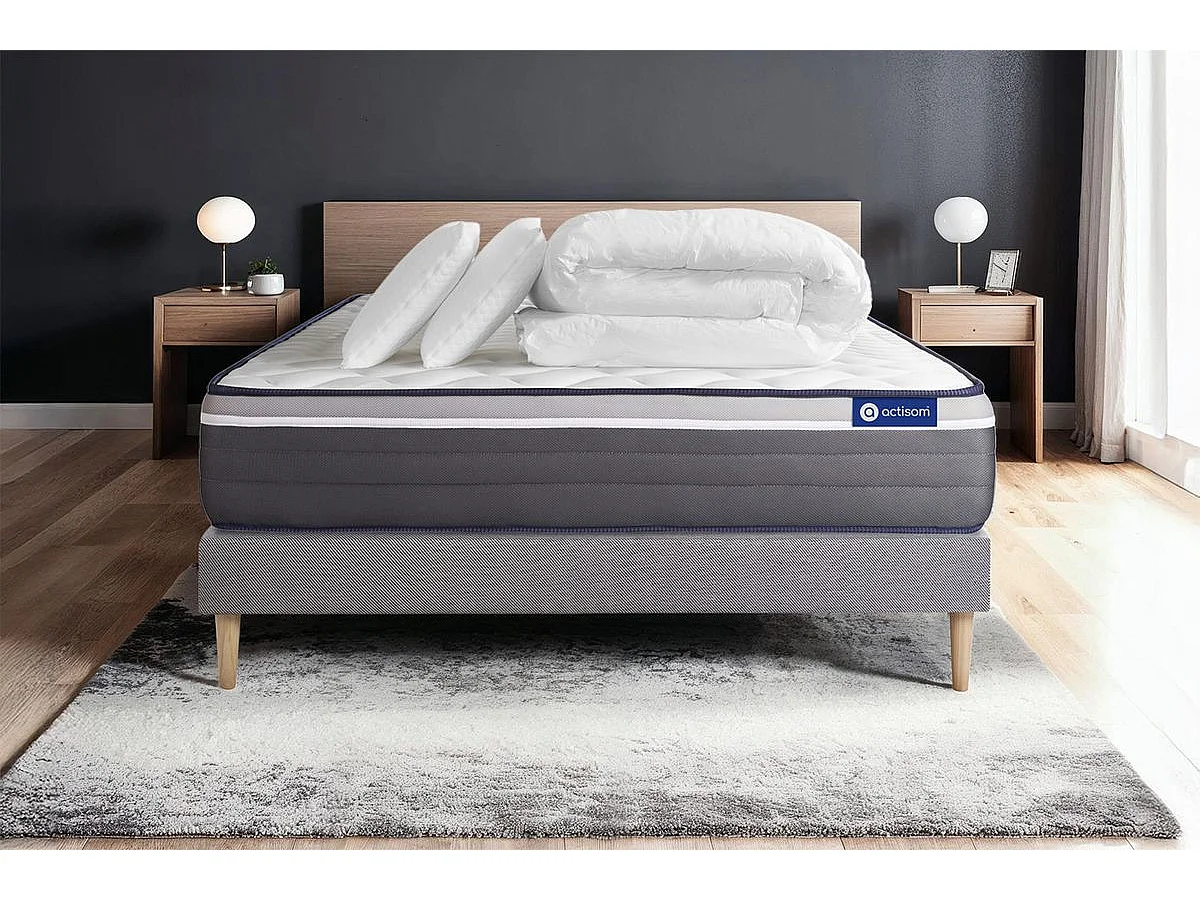 Compleet bedpakket - Matras 200x200 cm + Lattenbodem (set) + 2 kussens + Dekbed - Actiflex Plus
