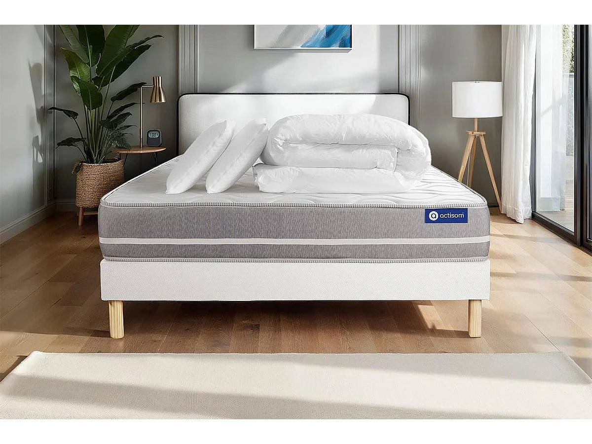 Compleet bedpakket - Matras 200x200 cm + Lattenbodem (kit) + 2 kussens + Dekbed - Actilatex Touch