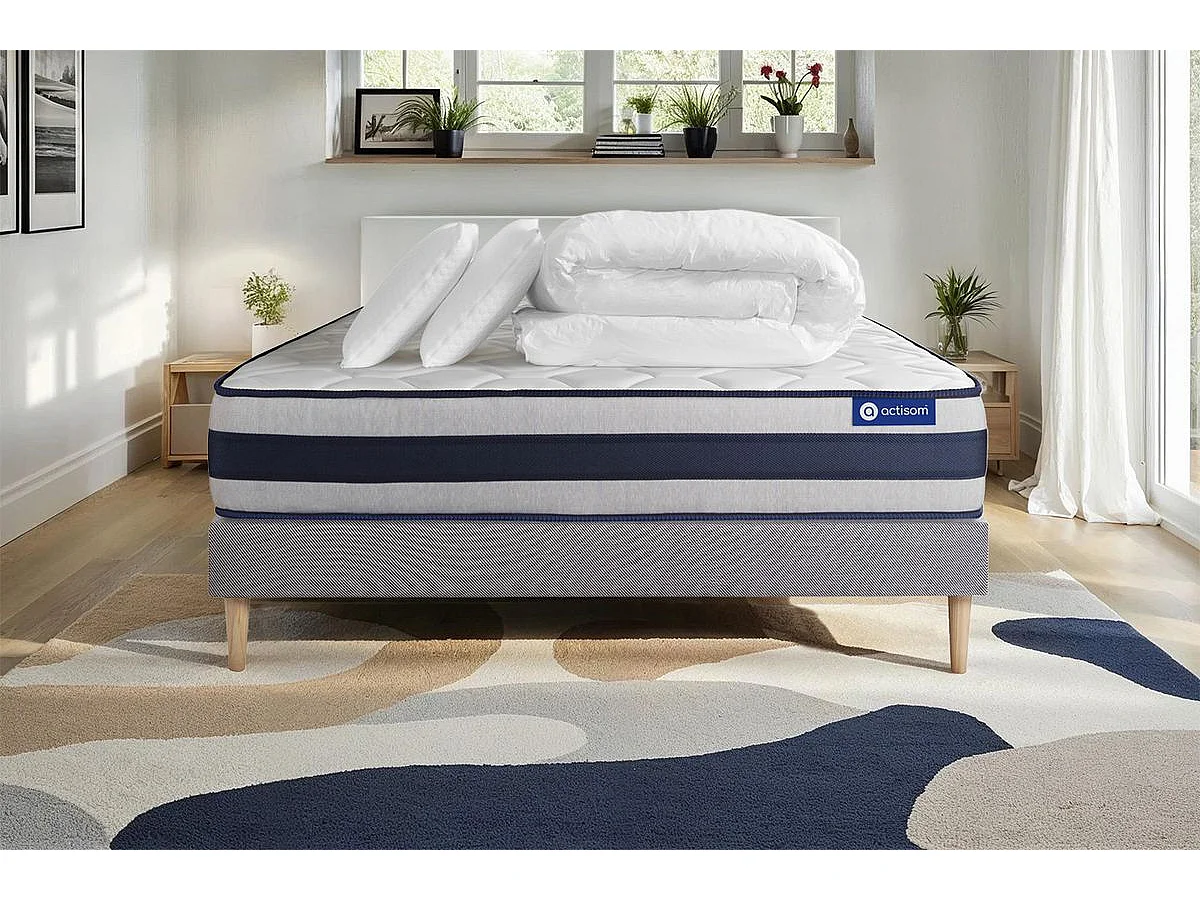Compleet bedpakket - Matras 140x200 cm + Lattenbodem (kit) + 2 kussens + Dekbed - Actiflex Ergo