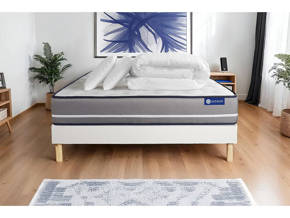 Compleet bedpakket - Matras 180x200 cm + Lattenbodem (kit) + 2 kussens + Dekbed - Actilatex Pur