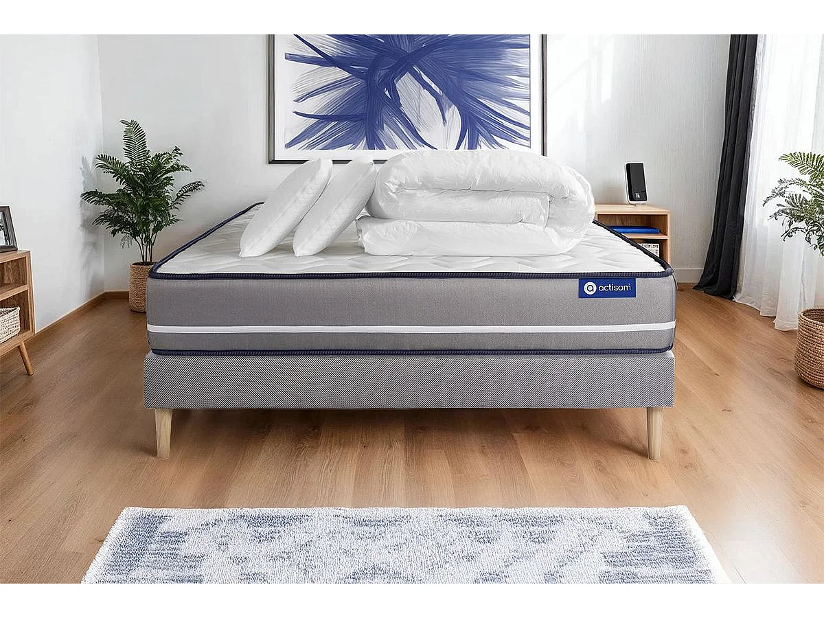 Compleet bedpakket - Matras 180x200 cm + Lattenbodem (kit) + 2 kussens + Dekbed - Actilatex Pur