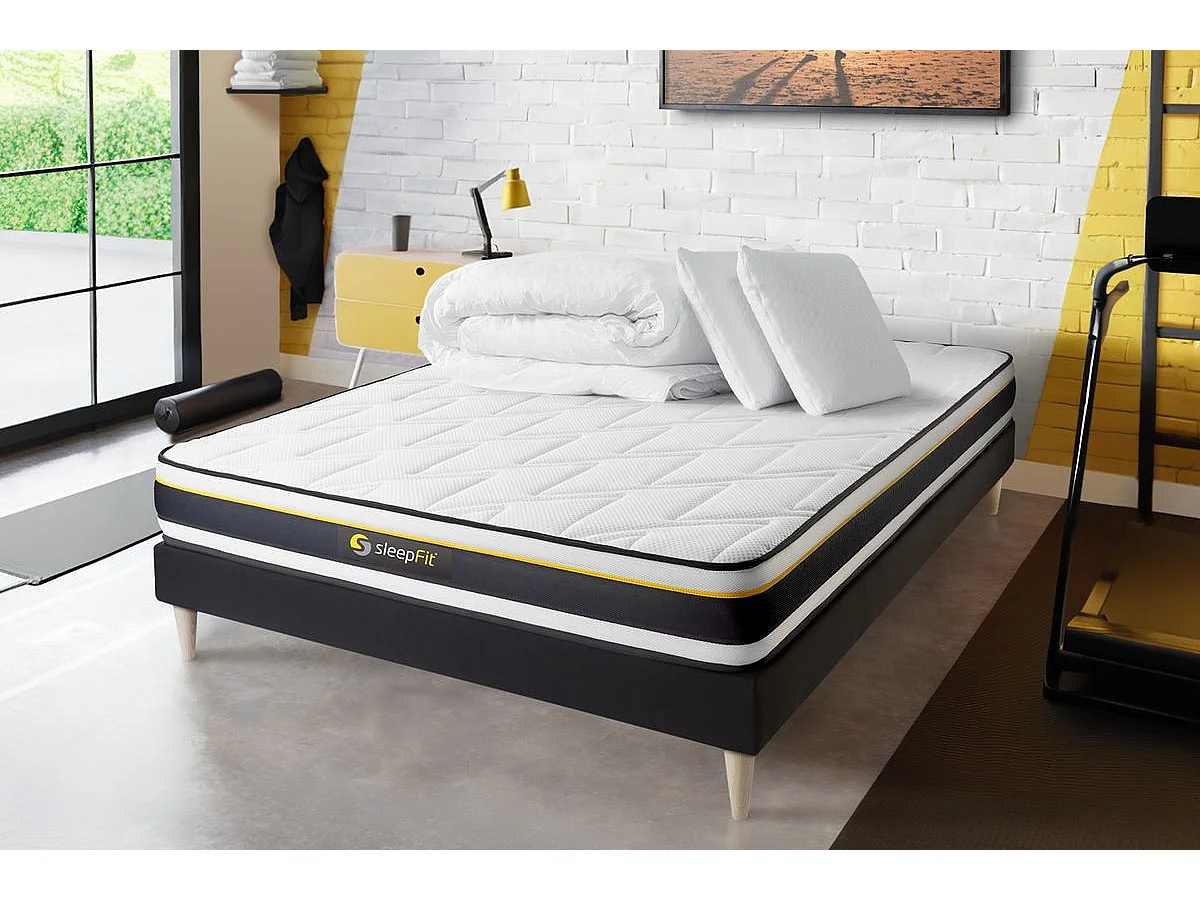 Compleet bedpakket - Matras 180x200 cm + Lattenbodem (set) + 2 kussens + Dekbed - Zacht