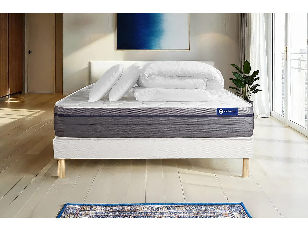 Compleet bedpakket - Matras 160x200 cm + Lattenbodem (kit) + 2 kussens + Dekbed - Actilatex Zen