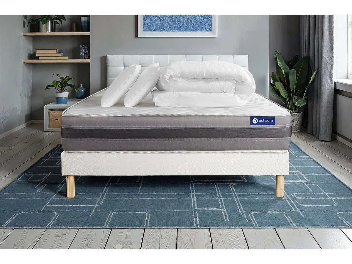 Compleet bedpakket - Matras 200x200 cm + Lattenbodem (kit) + 2 kussens + Dekbed - Actimemo Relax