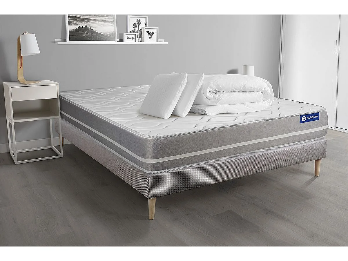 Compleet bedpakket - Matras 180x200 cm + Lattenbodem (kit) + 2 kussens + Dekbed - Actimemo Touch